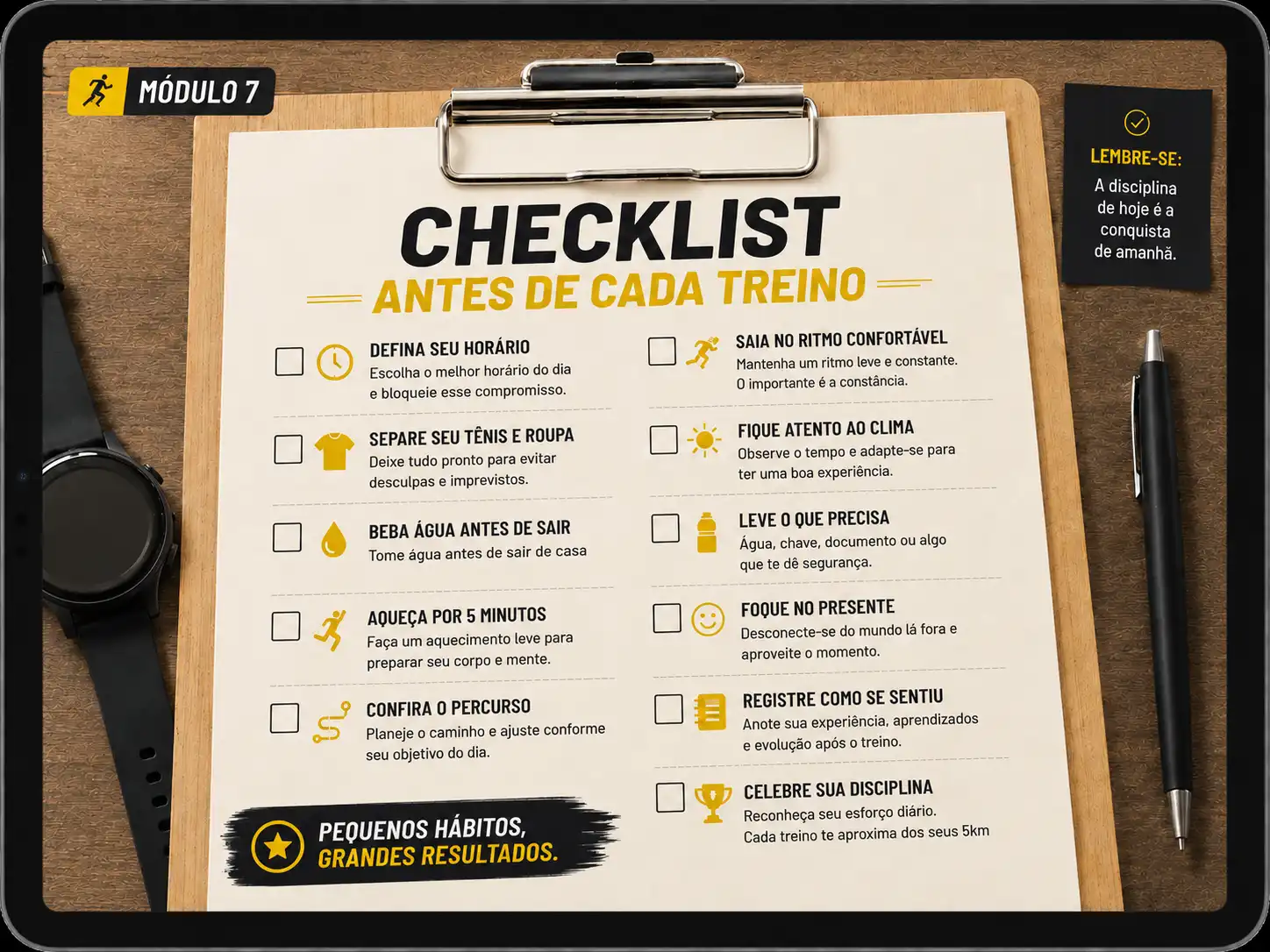 Módulo 7: Checklist antes de cada treino